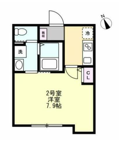 ベイルーム相模原氷川町(1K/2階)の間取り写真
