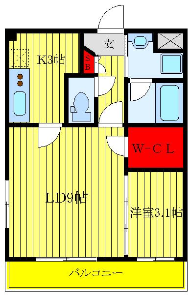 ヴェージュ プリムローズ(1LDK/3階)の間取り写真