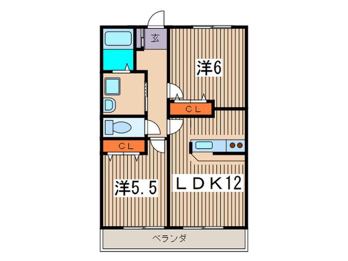 パ-クヒルズ長津田(2LDK/1階)の間取り写真