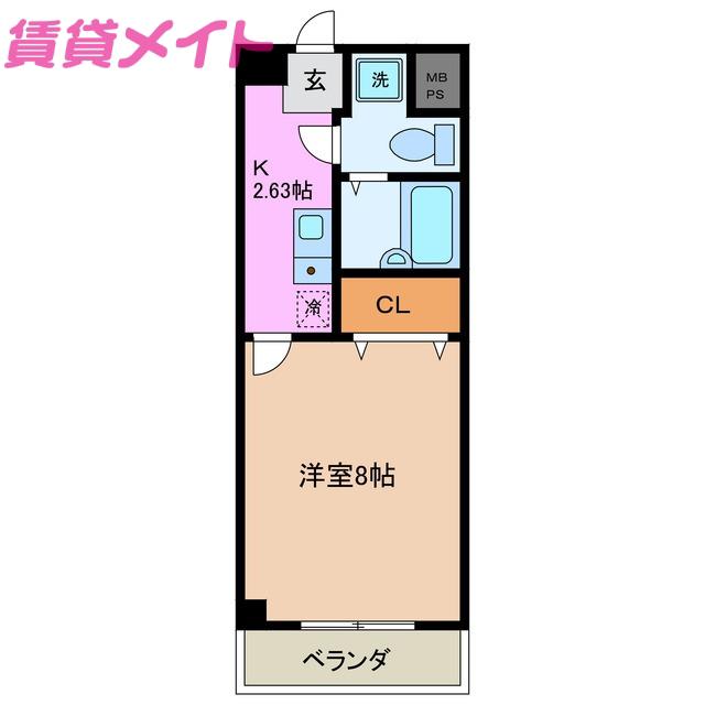 サニーヒルズあい(1K/3階)の間取り写真