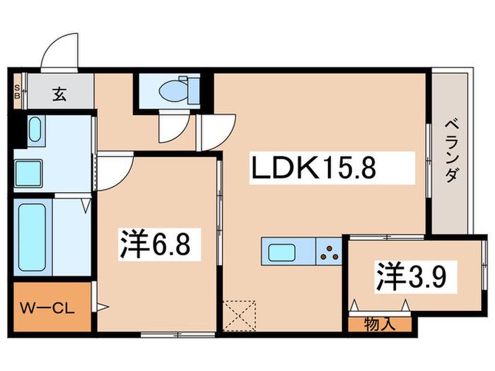 ルシェーナ西田辺(2LDK/2階)の間取り写真