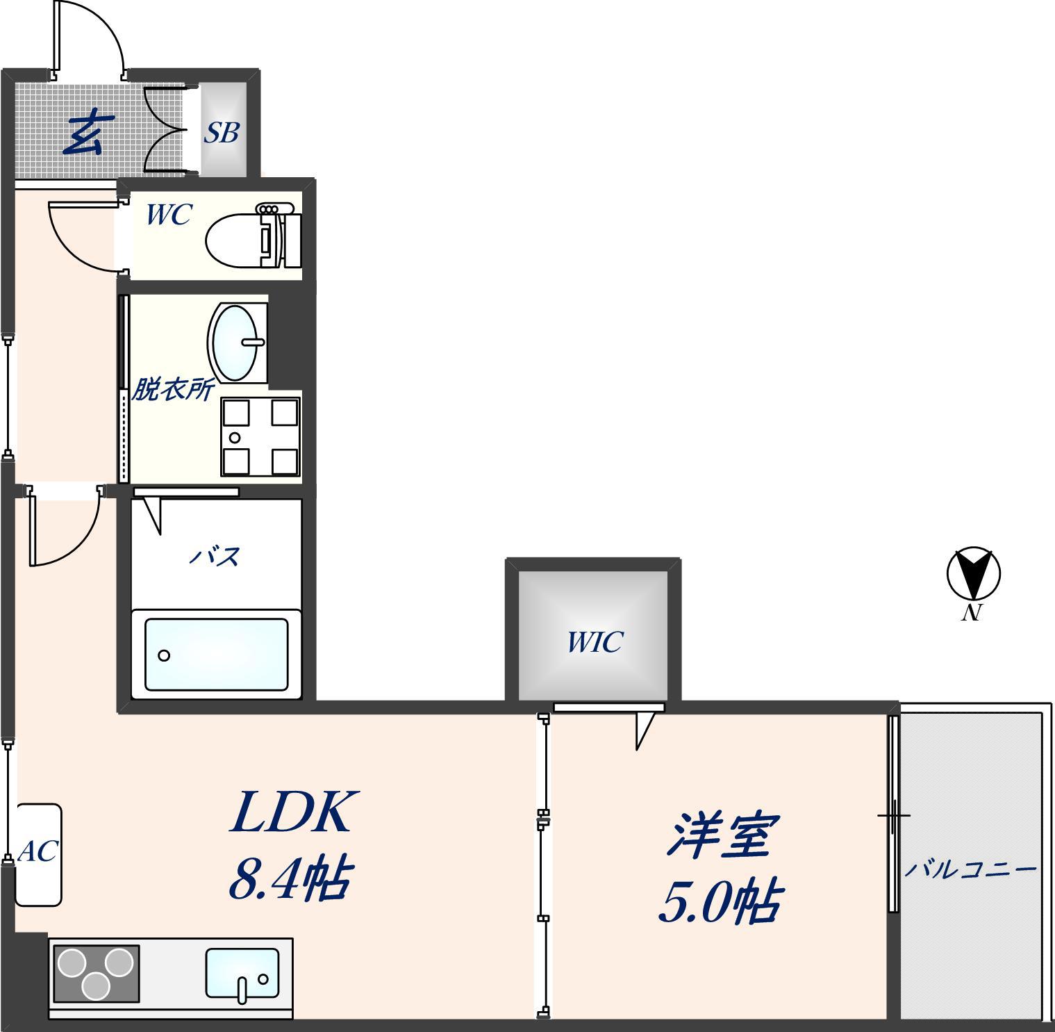 クリエオーレ吉田下島(1LDK/1階)の間取り写真