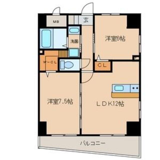 ゲートウェイ尾頭橋(2LDK/7階)の間取り写真