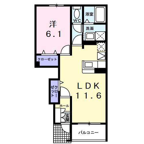 グランメール(1LDK/1階)の間取り写真