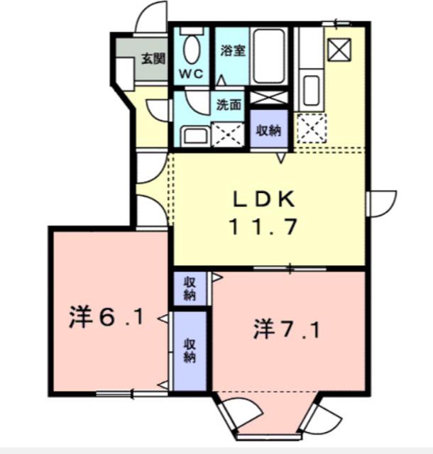 プリムヴェール(2LDK/1階)の間取り写真