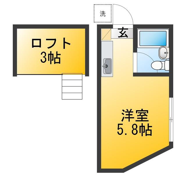 コスモハイツ(ワンルーム/1階)の間取り写真