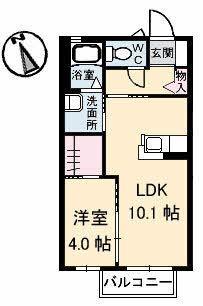 カーサヴェルージュ(1LDK/1階)の間取り写真