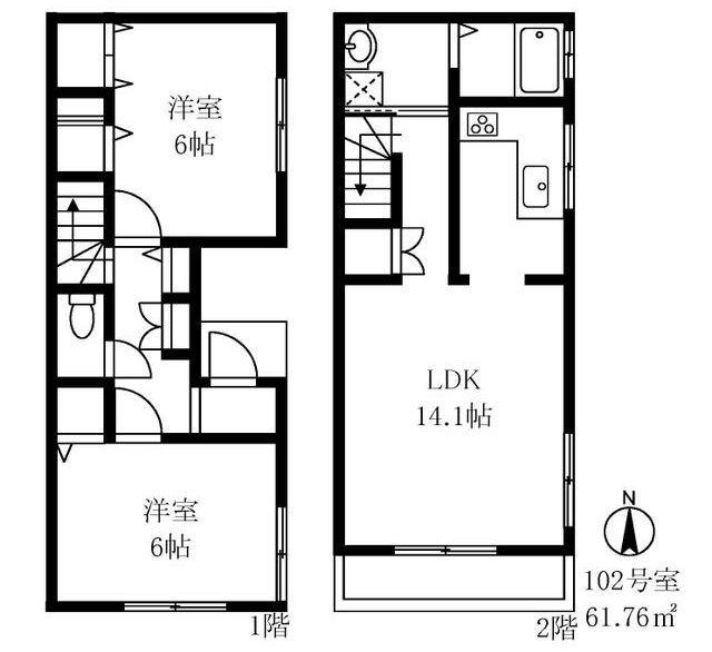 サンヴィータ(2LDK/1階)の間取り写真