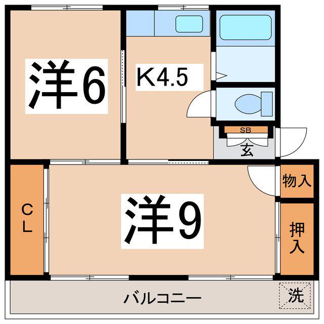 ハイツニュー貢川(2K/3階)の間取り写真