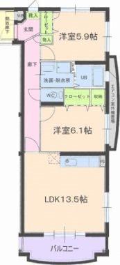 ベルフラワー弐番館(2LDK/1階)の間取り写真