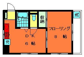 エンゼルビル(1DK/4階)の間取り写真