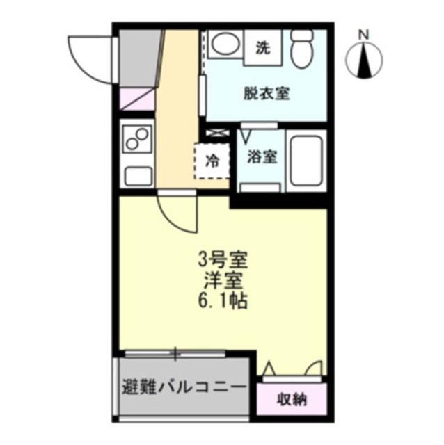 ベイルームシティ本厚木(1K/2階)の間取り写真