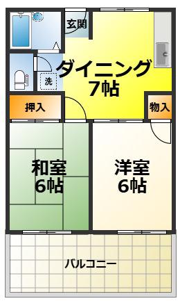 ベルメゾンYAMATO(2DK/1階)の間取り写真