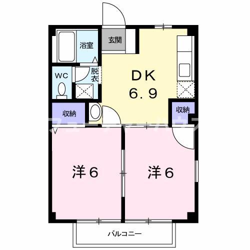 アクティブY(2DK/1階)の間取り写真