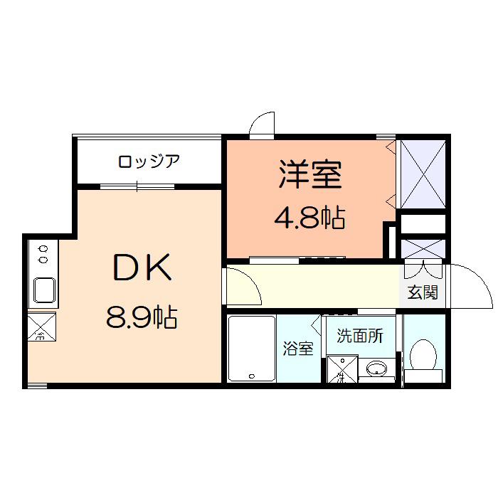 RIVERAIN(1LDK/2階)の間取り写真