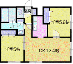 CALM千歳(2LDK/4階)の間取り写真