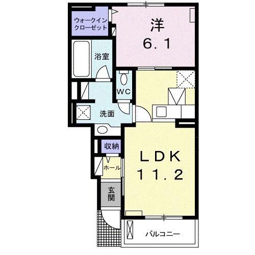 ノール ラック(1LDK/1階)の間取り写真