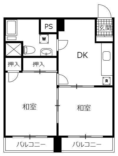 北原ビル(2DK/4階)の間取り写真