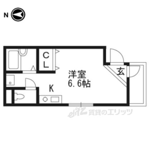 西院ヒルズ(ワンルーム/1階)の間取り写真