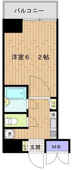 ヴェルヒルズ芝浦(1K/6階)の間取り写真