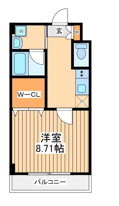 小田急線 町田駅 徒歩11分 8階建 築22年(1K/3階)の間取り写真