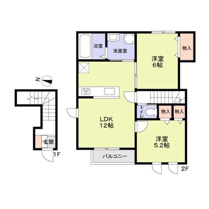 川崎市多摩区宿河原3丁目計画(2LDK/2階)の間取り写真