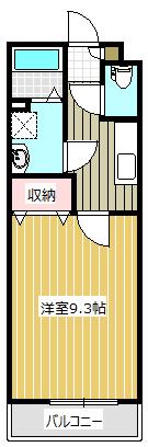 ヒルトップテラス(1K/1階)の間取り写真