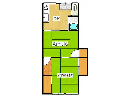 伊豆箱根鉄道駿豆線 三島二日町駅 徒歩7分 2階建 築62年(2DK/2階)の間取り写真