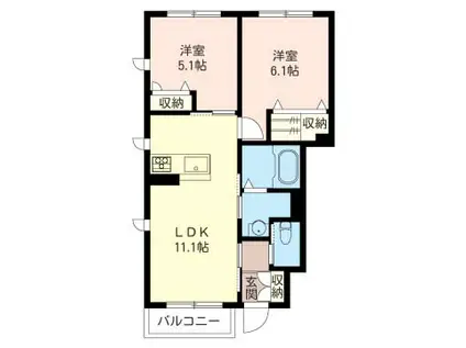 SHAMAISONエトワルA(2LDK/1階)の間取り写真