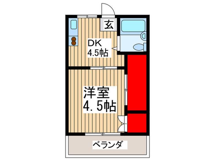 アシック・ハイツ(1DK/3階)の間取り写真