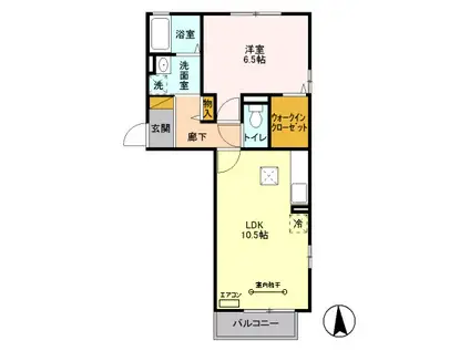 セジュールウィット氷川(1LDK/1階)の間取り写真