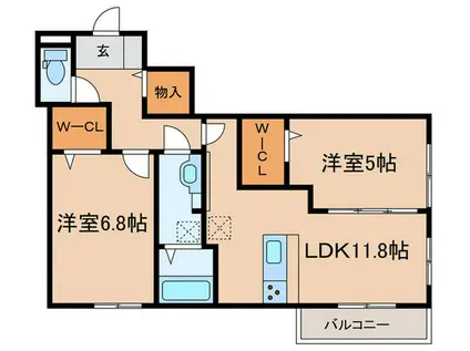 エテルノ塚口(2LDK/2階)の間取り写真
