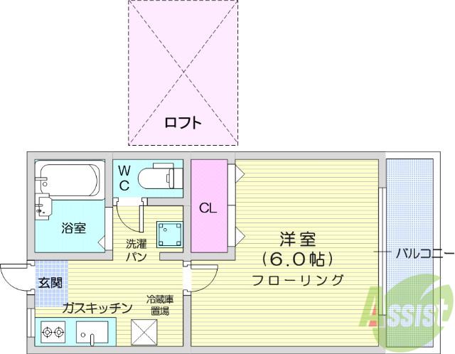レジデンス愛112(1K/1階)の間取り写真