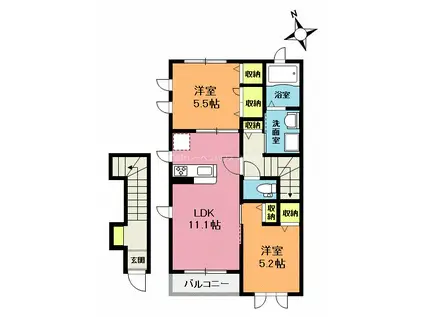 フォレストガーデンII(2LDK/2階)の間取り写真