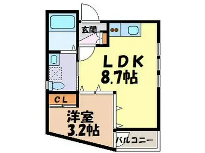 TRIBUTE栄生(1LDK/3階)の間取り写真