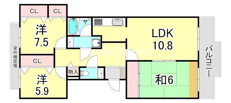 シュネルパーク・レジデンス(3LDK/1階)の間取り写真