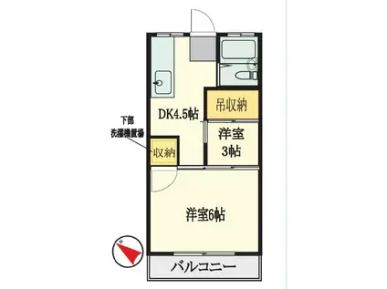 タマイハウス2(1K/2階)の間取り写真