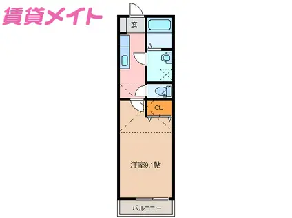 トップハウス南玉垣 II棟(1K/2階)の間取り写真