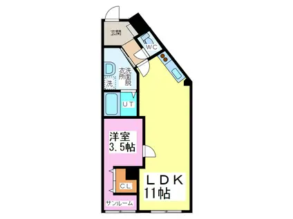 イーストビレッジ(1LDK/1階)の間取り写真