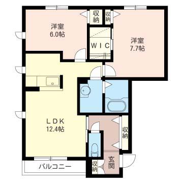 グランセノーテC(2LDK/1階)の間取り写真