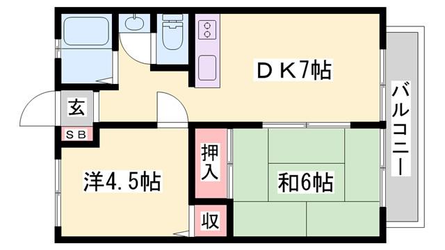 サンシティ下手野(2DK/2階)の間取り写真