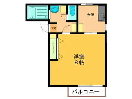 ピースハイツ乙高(1K/2階)の間取り写真