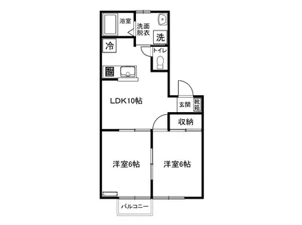リバティ田町(2LDK/1階)の間取り写真