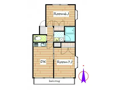 アイランドパレスC(2DK/1階)の間取り写真