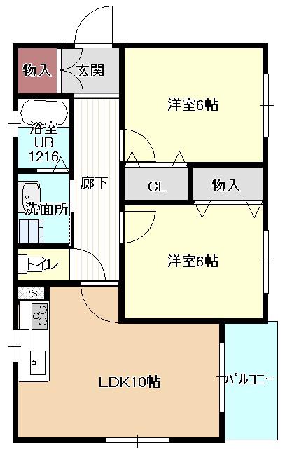ペイサージュ(2LDK/1階)の間取り写真