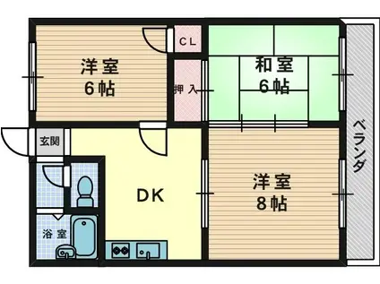 ファミール北野(3K/3階)の間取り写真