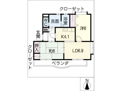プランドール II(2LDK/1階)の間取り写真