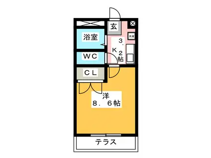 HARMONY(1K/1階)の間取り写真