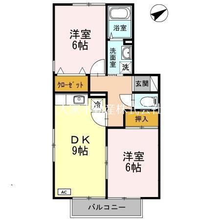 コスモスB(2DK/1階)の間取り写真