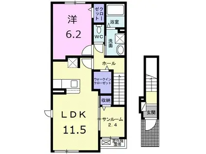 パルテール・アイ(1LDK/2階)の間取り写真